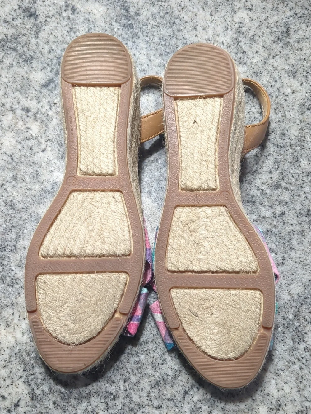 Talbots Womens Sandals Pamela Knotted Espadrille Wedges Madras Plaid Summer 8.5
